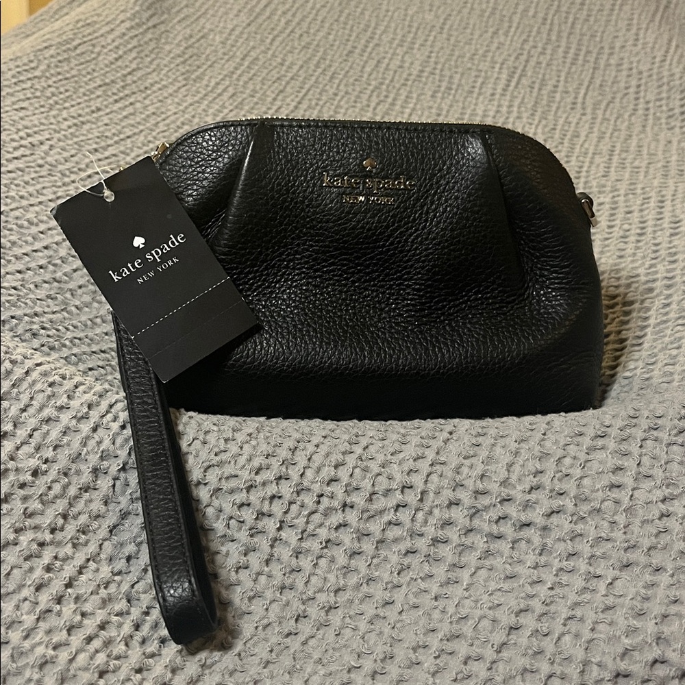 Kate Spade Black Pebbled Leather Wristlet